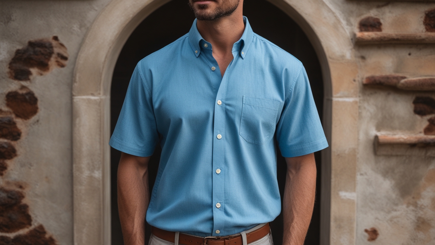 EcoQuest Blue Cotton Short Sleeve Shirt